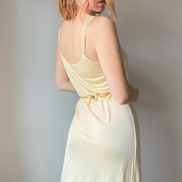 Vintage Yellow Bow Embellished Maxi Slip Dress - Picture 5 of 5